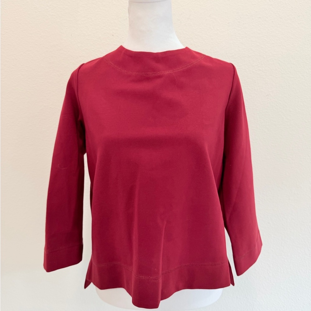 FRNCH Paris Maroon 3/4 Sleeve Top Ribbon Lace-Up Back NWT Women’s Size M/L Work - Picture 3 of 8